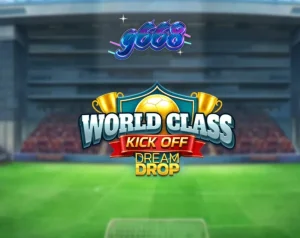 Tampilan antarmuka slot World Class Kick Off Dream Drop dengan tema stadion retro.
